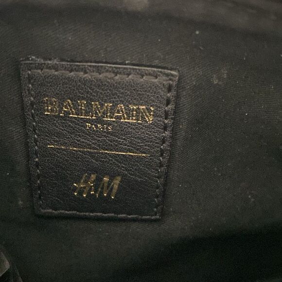 BALMAIN Paris x H & M Black Leather/ Red Suede Zipper Closure Small Bag - Picture 5 of 8